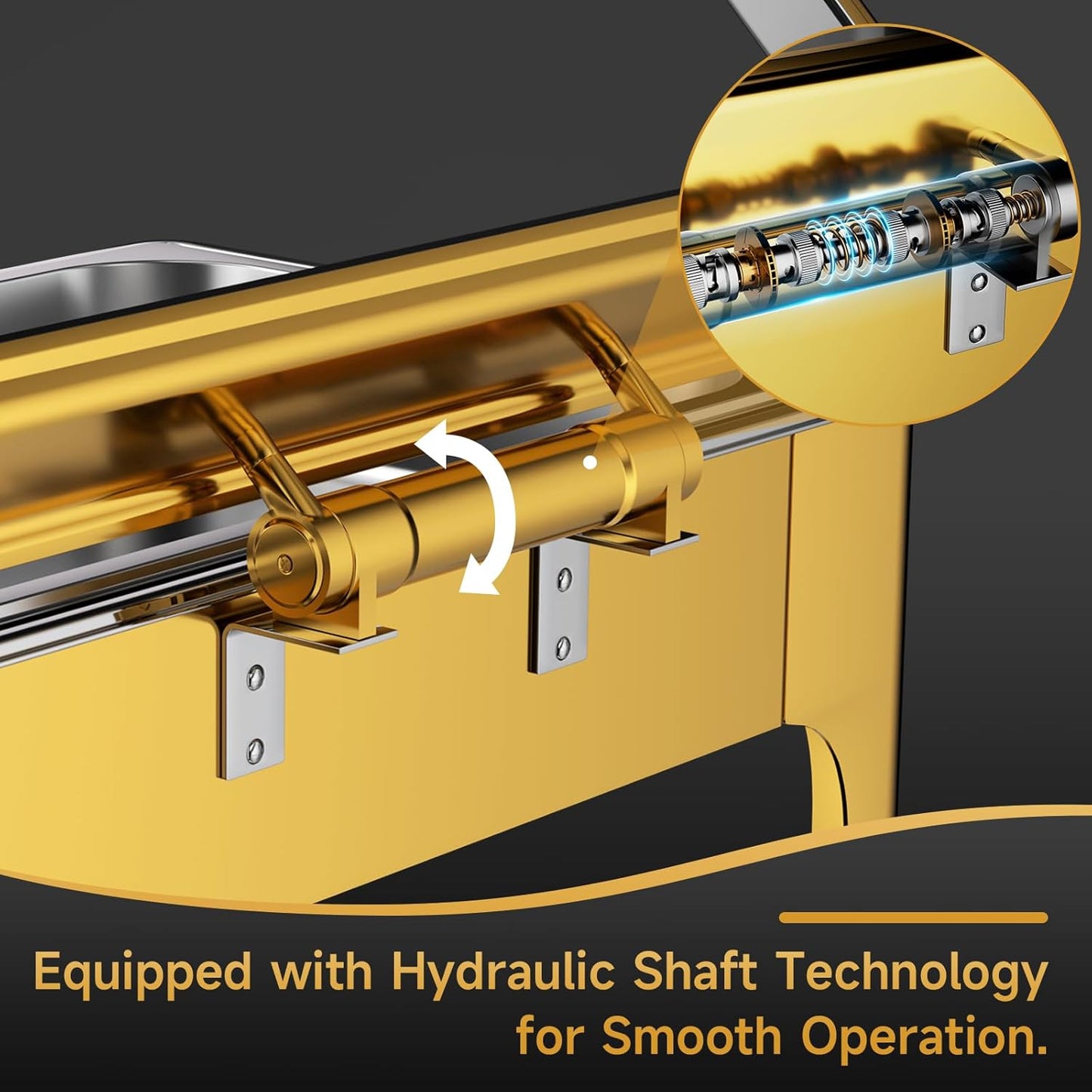 Chafing Dishes for Buffet, 9.5QT Square Stainless Steel Chafing Dish with Transparent Hydraulic Lid, 304 Food Pan, Buffet Warmer for Parties and Events (Golden)