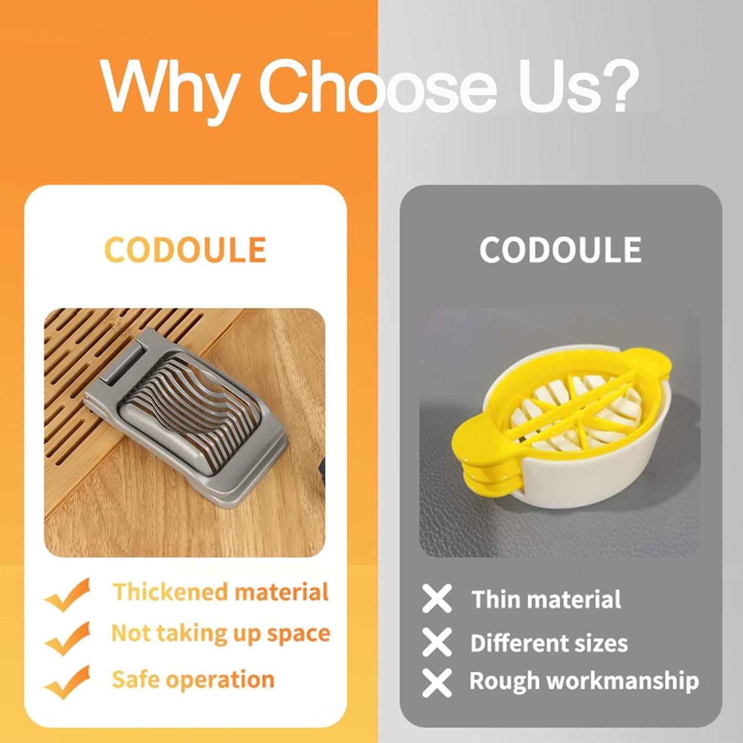 Egg Slicer For Hard Boiled Eggs, Heavy Duty Aluminium Egg Cutter with Stainless Steel Wires, for Strawberry Banana Soft Fruit Kitchen Gadget (Silver)