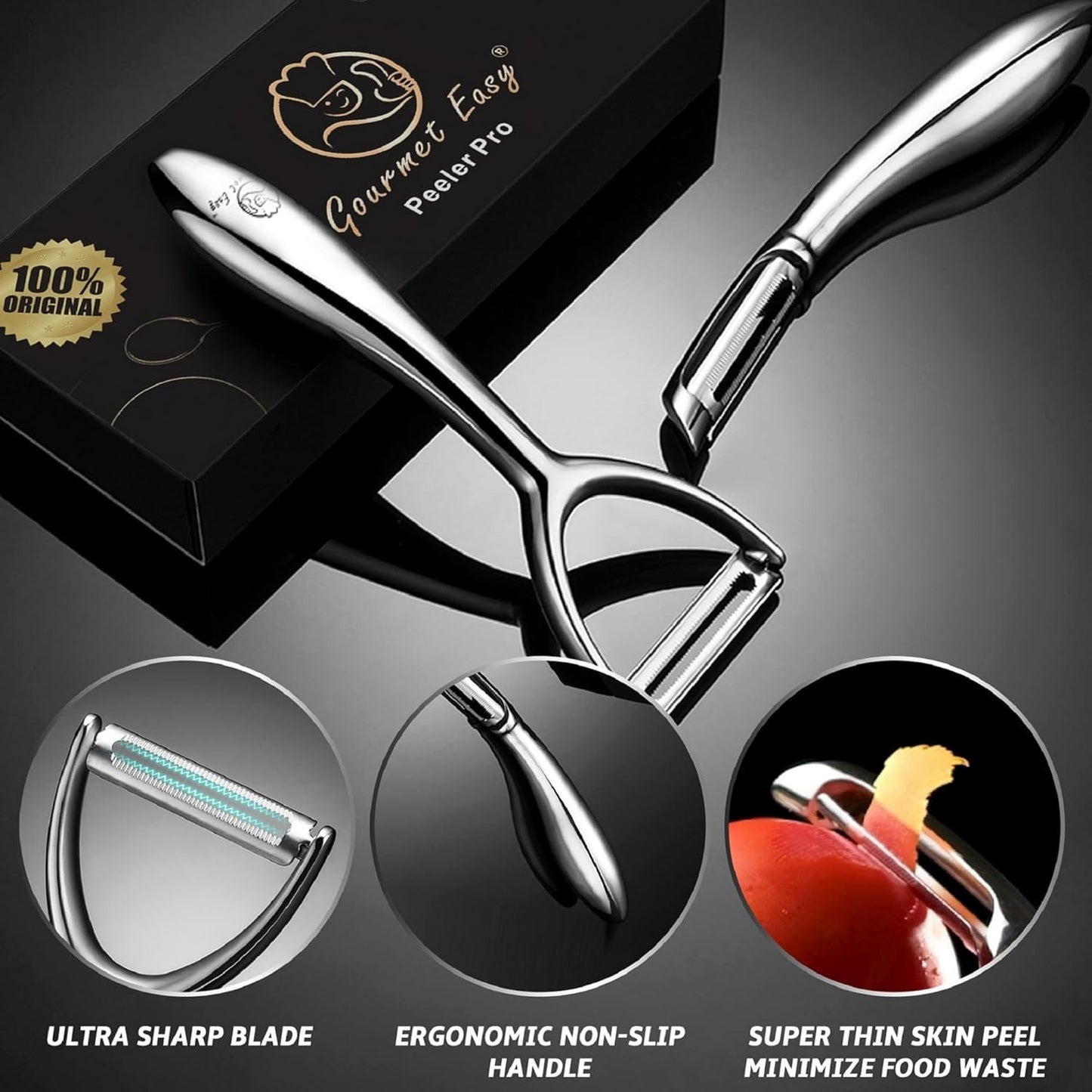 Vegetable Peeler, Premium Stainless Steel Potato Peeler, High Tensile Ultra Sharp Blade Fruit and Food Slicer, I Shaped with Ergonomic Non-Slip Handle, Dishwasher Safe with 5 Years Warranty