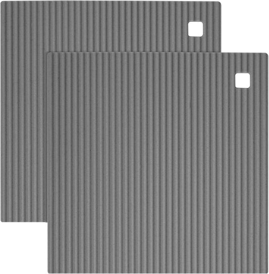 2 Pack 7'' x 7'' Trivets for Hot Dishes, Hot Pads for Kitchen, Silicone Trivets for Hot Pots and Pans, Hot Plates to Protect Table, Heat Resistant Silicone Trivet Grey