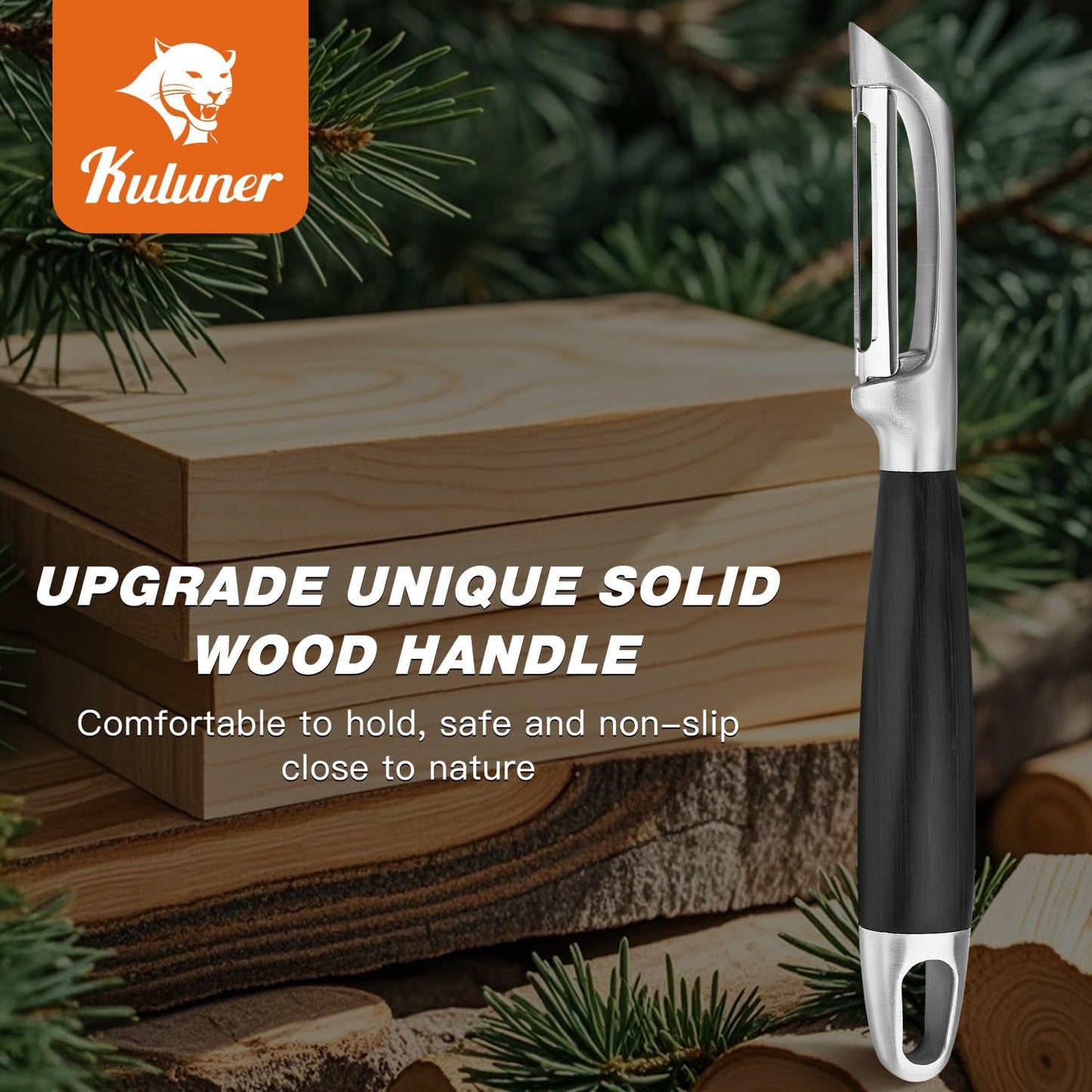 304 Stainless Steel Multi-Function Kitchen Peeler - With Solid Wood Handle, Sharp & Durable Blade, Effortlessly Peels Vegetables and Fruits, Essential Kitchen Tool