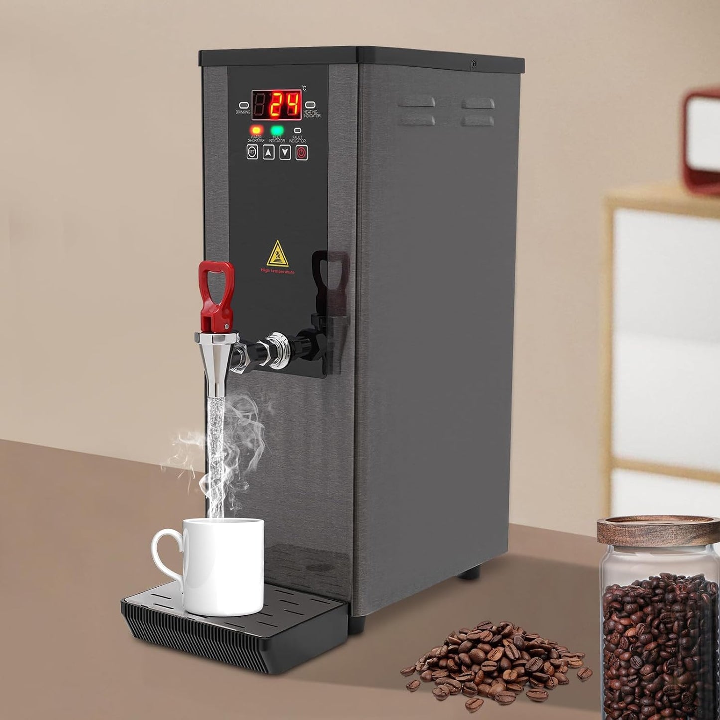 Step-Heating Commercial Hot Water Dispenser, 20L/5.28Gal Hot Water Boiler Dispenser Electric Water Pot Boiler Commercial Boiling Water Machine for Tea Coffee Shop Dessert Shop Hotel - 45L/H 3000W