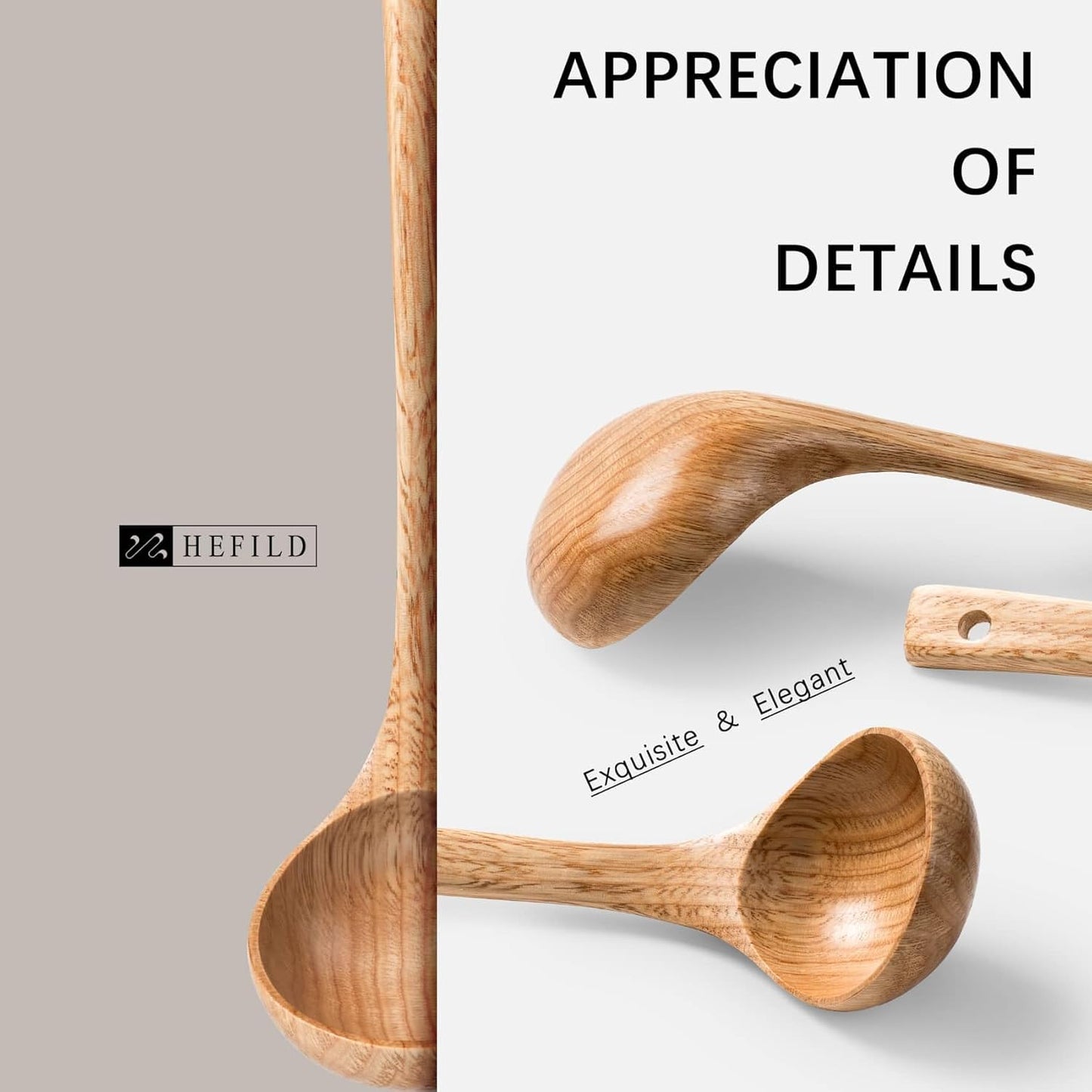 Wooden Soup Ladle, 11.2" Handle, 2 fl oz Medium Scoop Utensil for Serving & Cooking, Schima Wooden Ladle – Wood Spoon for Soup Natural and Sustainable