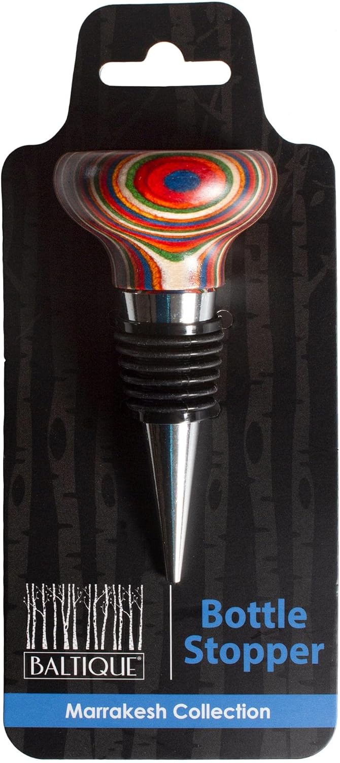 Totally Bamboo Baltique Marrakesh Collection Wine Bottle Stopper, Multicolor Leak-Proof & Reusable Wine Saver, Preserves Beverage Freshness