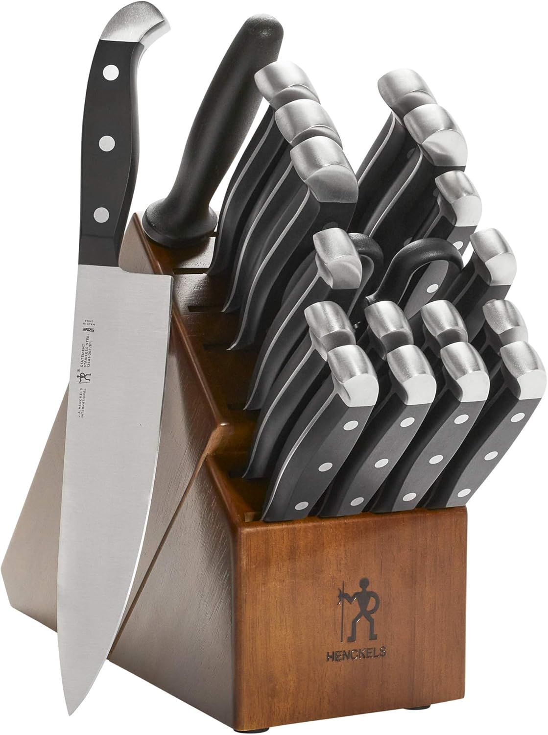 HENCKELS Statement Razor-Sharp 20-Piece Brown Block Knife Set, Chef Knife, Bread Knife, German Engineered Knife Informed by over 100 Years of Mastery