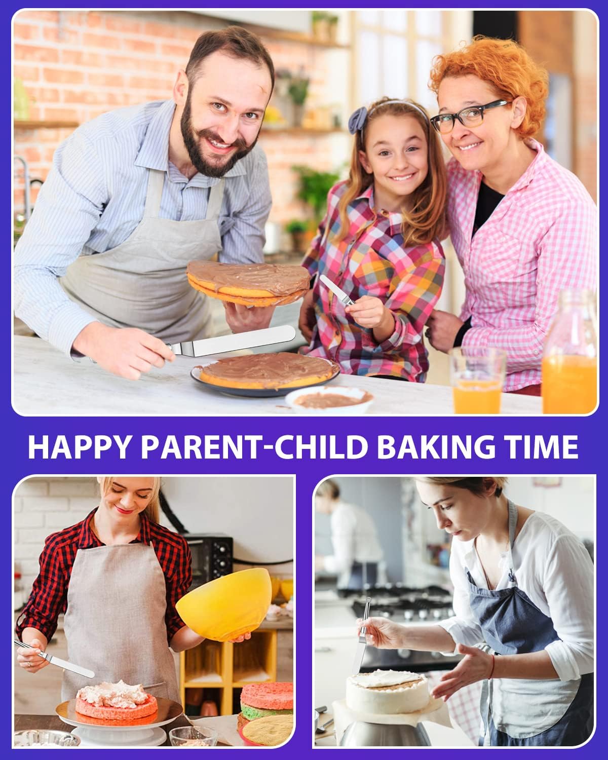 Offset Icing Spatula, Cake Angled Spatula Set with 4, 6, 8 & 10 Inch Blades, Stainless Steel Handle Suitable for Home, Kitchen or Bakery