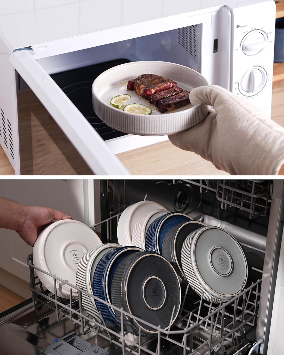 famiware Star 7.5" Pasta Bowls Set, Salad Bowl Set of 4, Double Reactive Glaze, Stackable, Perfect for Your Friend for Housewarming, Thanksgiving, Christmas, Matte White