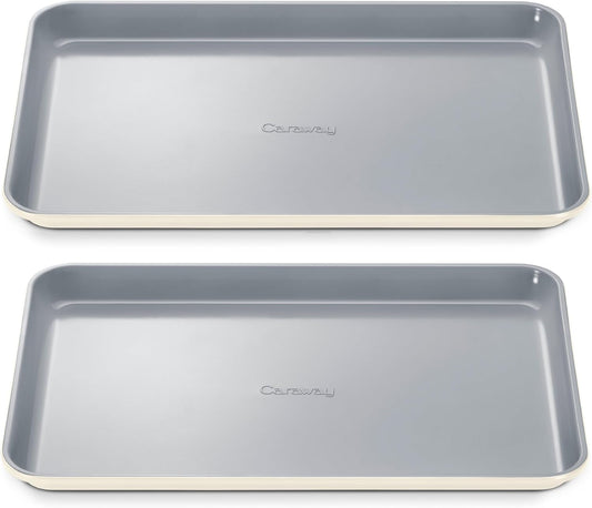 Caraway Non-Stick Ceramic Medium Baking Sheet - Naturally Slick Ceramic Coating - Non-Toxic, PTFE & PFOA Free - Perfect for Baking, Roasting, and More - Medium (15" x 10") - Cream