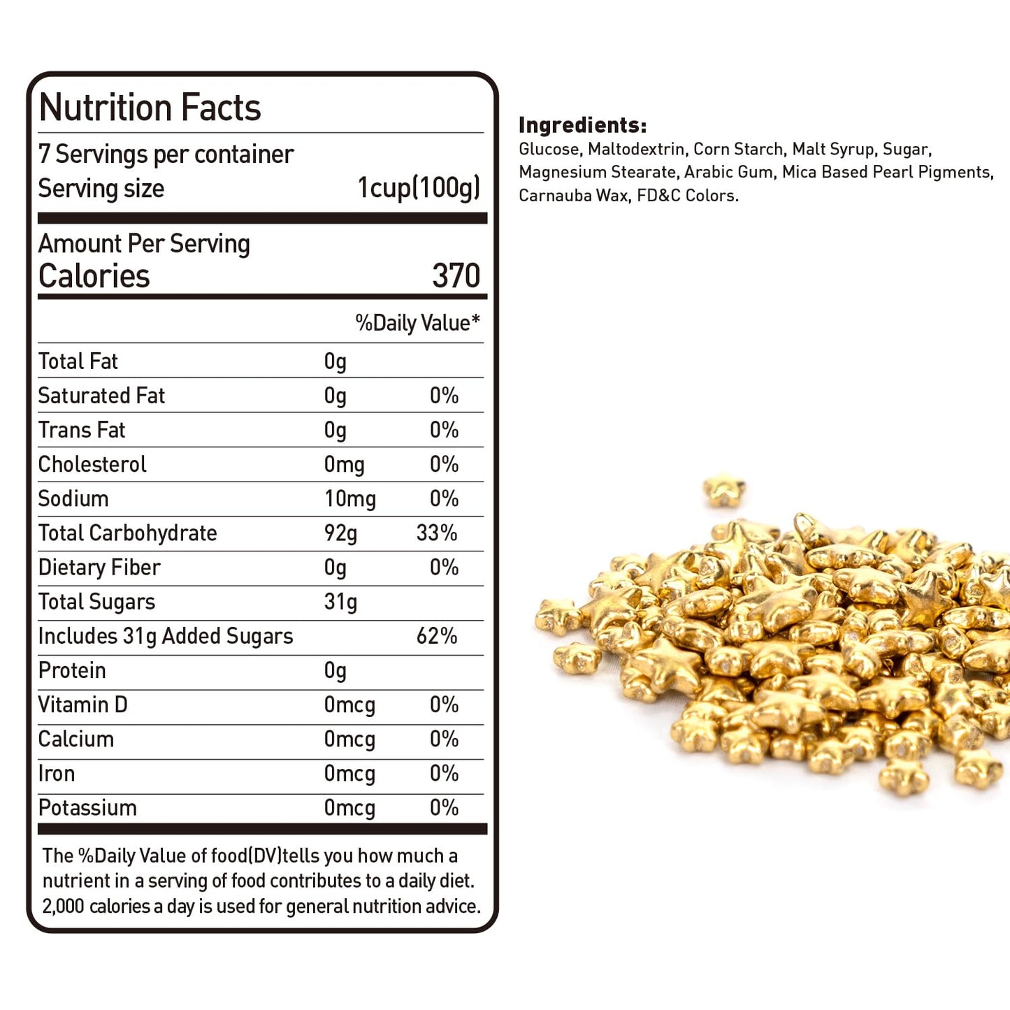 Dazzjoy Edible Gold Sprinkles, Star Sugar Candy Sprinkles for Cupcake Decorating, Food Grade, 4.23oz, Mix Size, Cupcake Toppers, Cake Decorations, Wedding Party Supplies