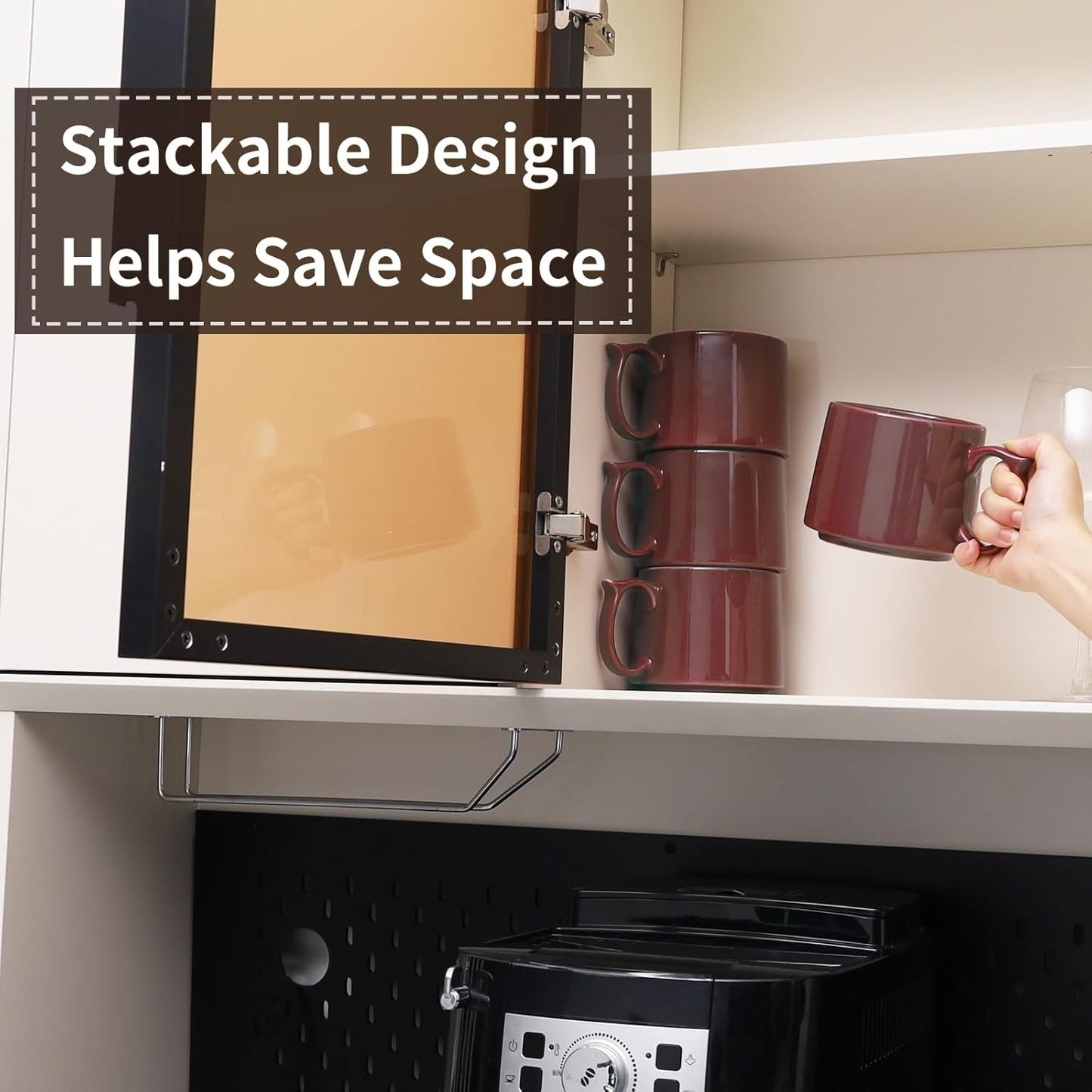 19 oz Large Coffee Mugs Set of 4, Stackable Ceramic Coffee Mugs with Large Handles for Coffee, Latte, Cappuccino, Milk, Dishwasher & Microwave Safe, Ideal for Men, Women, Dads and Moms (Red)