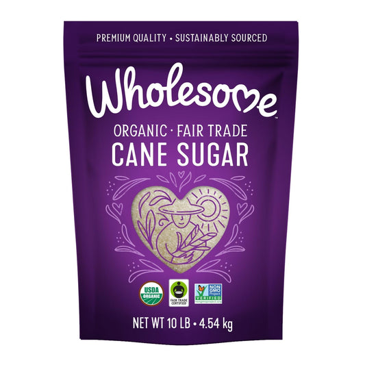 Wholesome Sweeteners 10-Pound Organic Cane Sugar, Fair Trade, Non GMO, Gluten Free, Pure & Vegan, for Baking and Sweetening