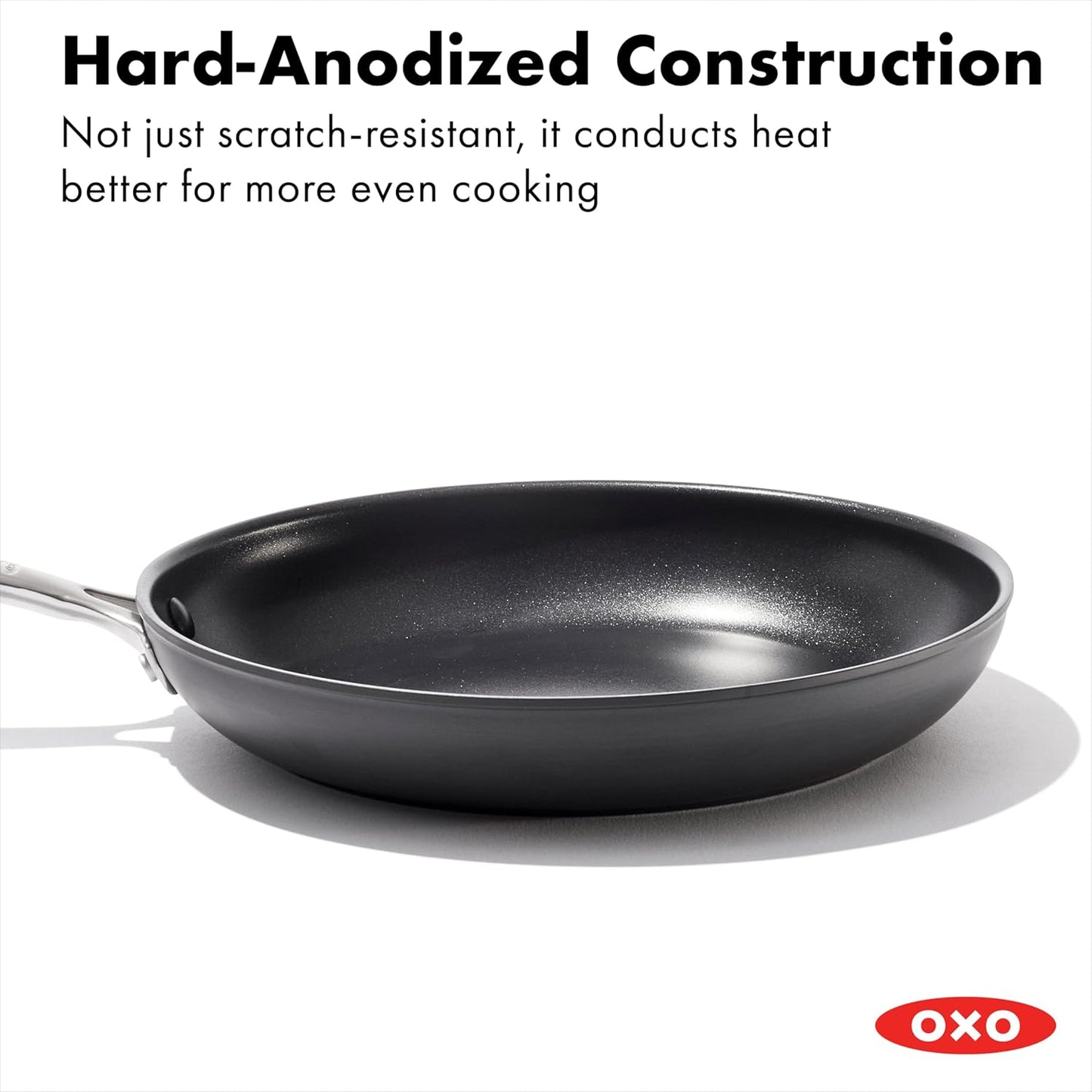 OXO Enhanced 10" Frying Pan Skillet, PFAS-Free Ceramic Nonstick, Durable Hard Anodized Cookware, Scratch Resistant, Stainless Steel Handle, Good Grips, Dishwasher Safe, Oven safe, Black