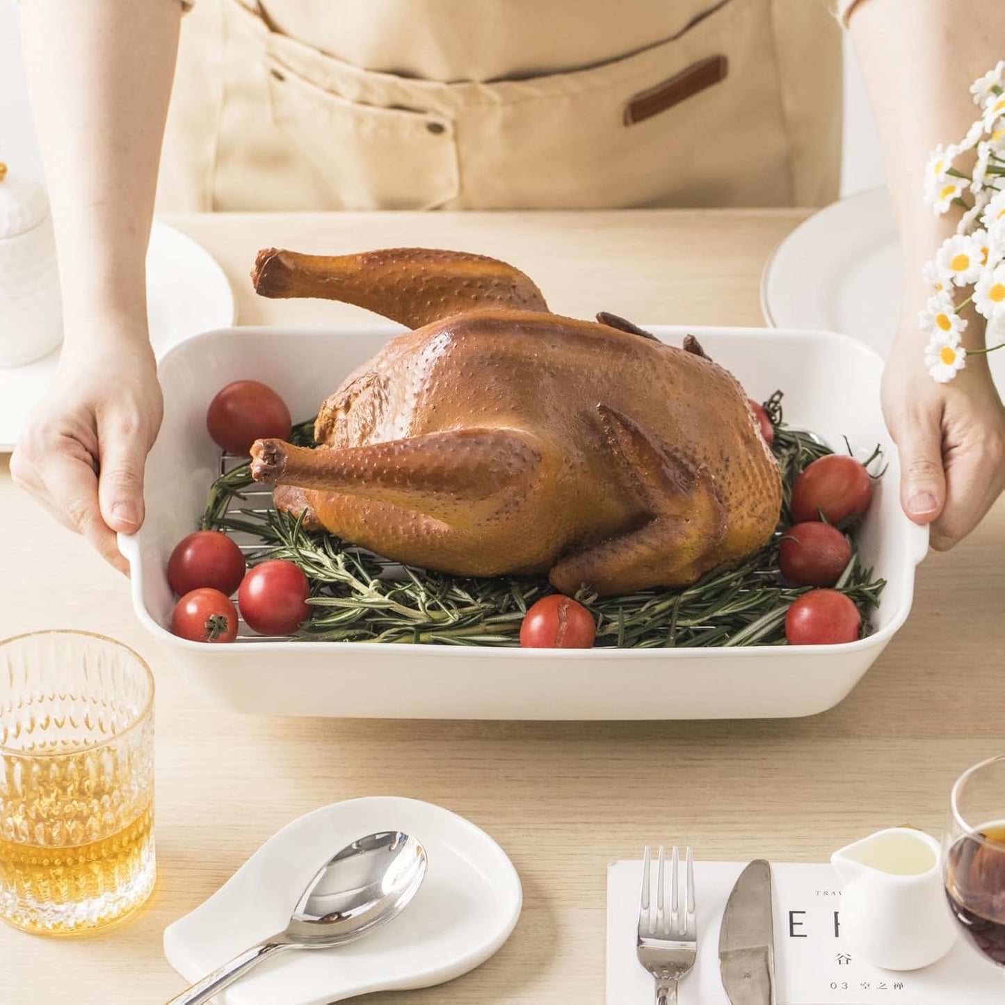 1.2 QT Ceramic Baking Dish, White Casserole Dish,Lasagna Pan for Oven, Bakeware for Baking, Kitchen Decor, Microwave Oven Safe, Dinner Party (7.1" x 9.1")