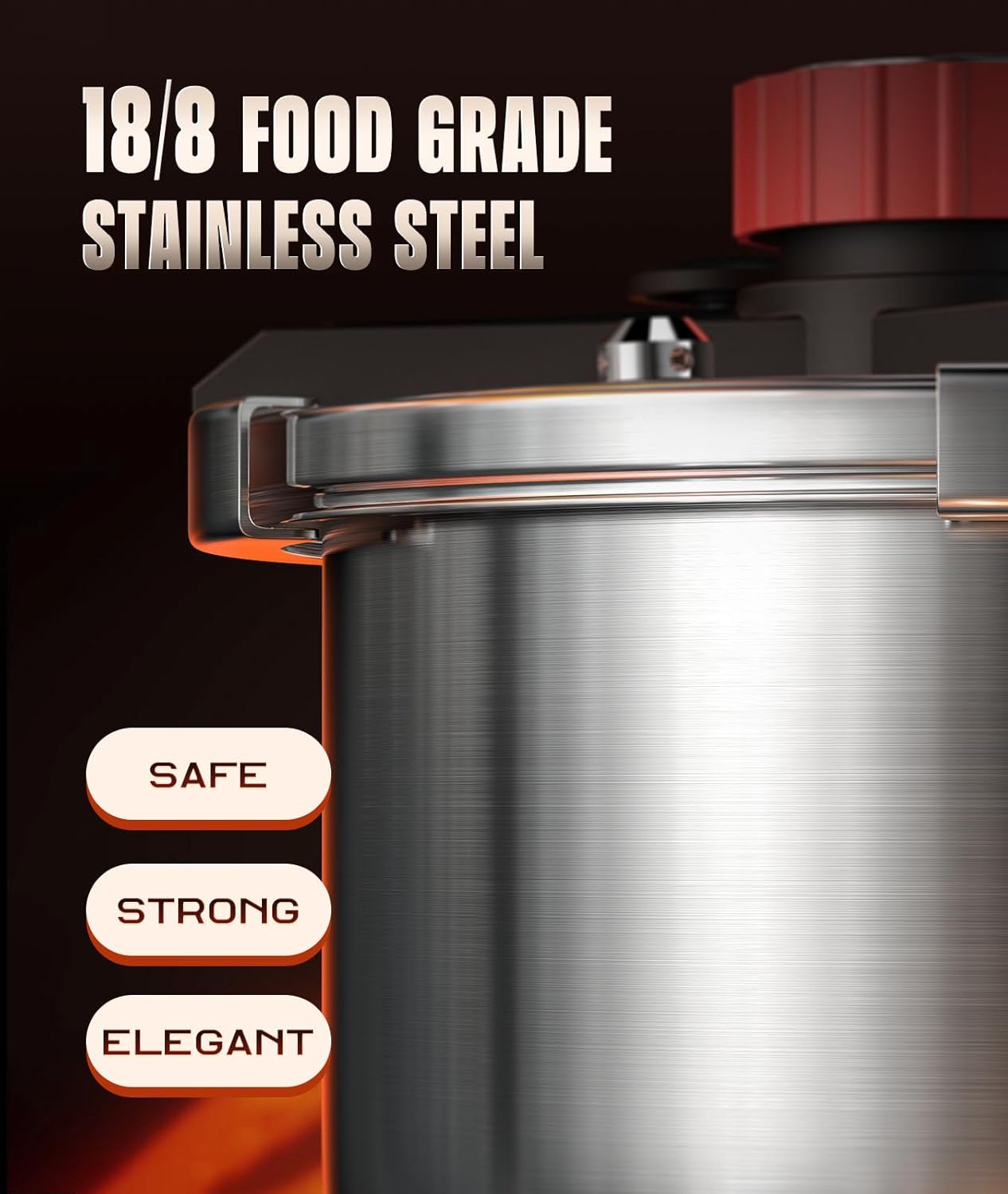 Pressure Cooker 6.3QT, [Save 70% Cooking Time] Stainless Steel Pressure Canner with Triple-Layer Steel Body [One Hand Operation] Rotating Lock/Unlocking Lid System Steam Rack Included Olla De Presion