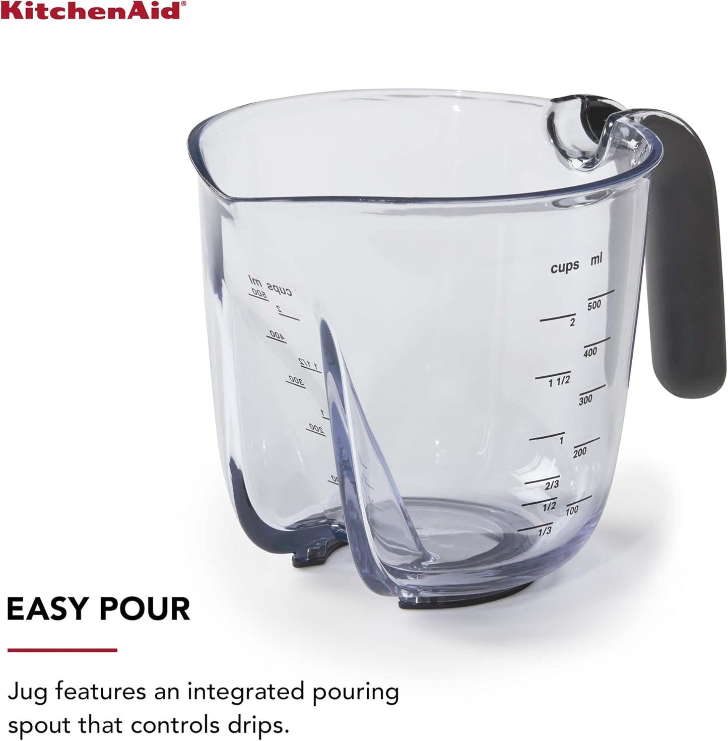 KitchenAid Universal Easy View Angled Measuring Cup, Medium, Clear with Black Handle