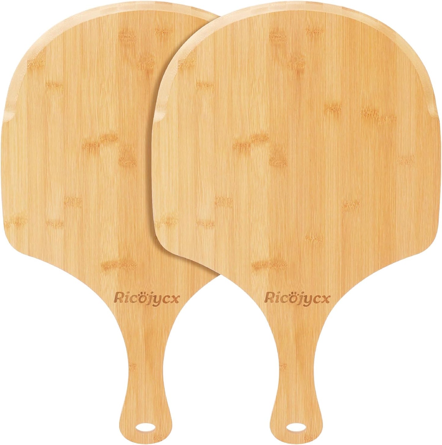 2 Pack Natural Bamboo Pizza Peel 14 inch, Wood Pizza Paddle, Cutting Board with Handle for Pizza, Bread, Cheese, Vegetable, Fruits