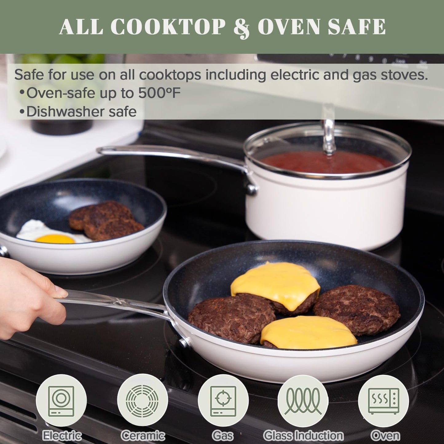 Nuwave 12pc Forged Lightweight Cookware Set, G10 Healthy Duralon Ceramic Ultra Non-Stick Coating, Vented Tempered Glass Lids, Stay-Cool Handles, Induction-Ready & Works on All Cooktops, PFAS Free