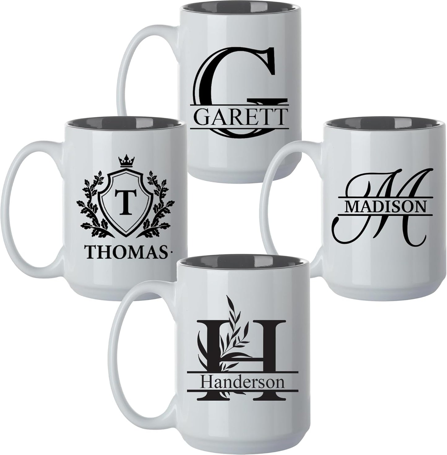 Personalized Coffee Mug - 15oz Engraved Mug with Custom Text & Name, Initials Monogram Tea Cup Gifts for Men & Women, Birthdays, Mother's Day, Anniversary, Customized Coffee Cup, Tazas Personalizadas