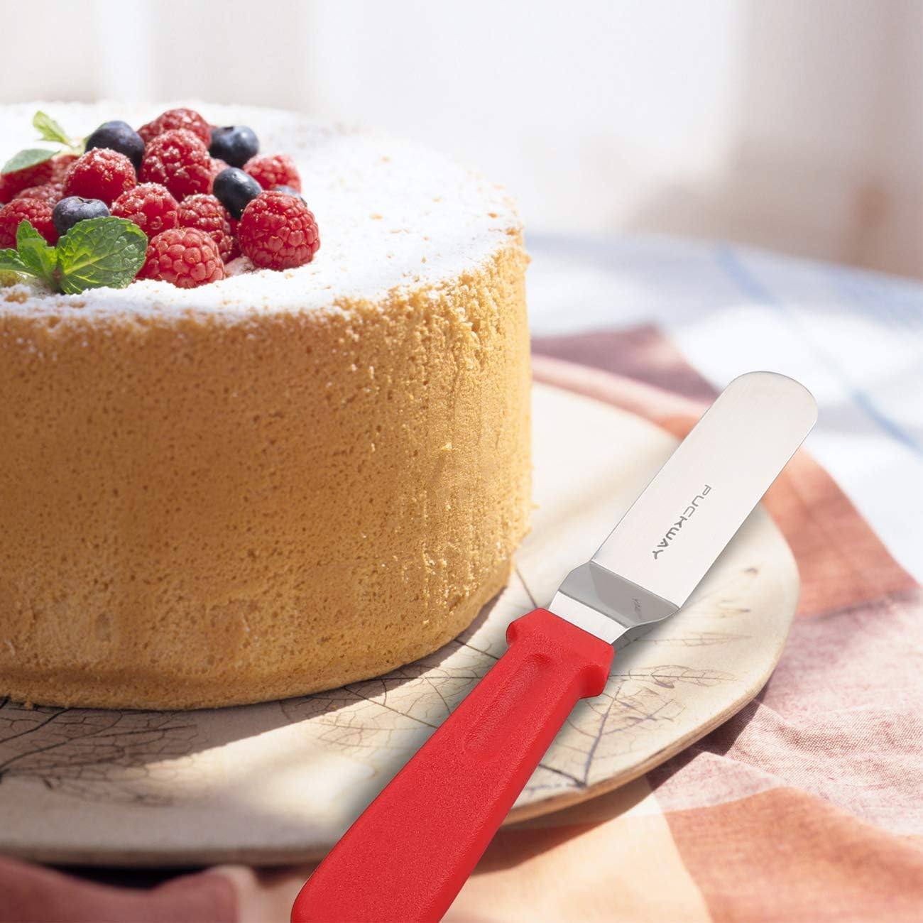 Angled Icing Spatula, Stainless Steel Offset Spatula, Cake Spatula Set of 2 Red 6" & 8"