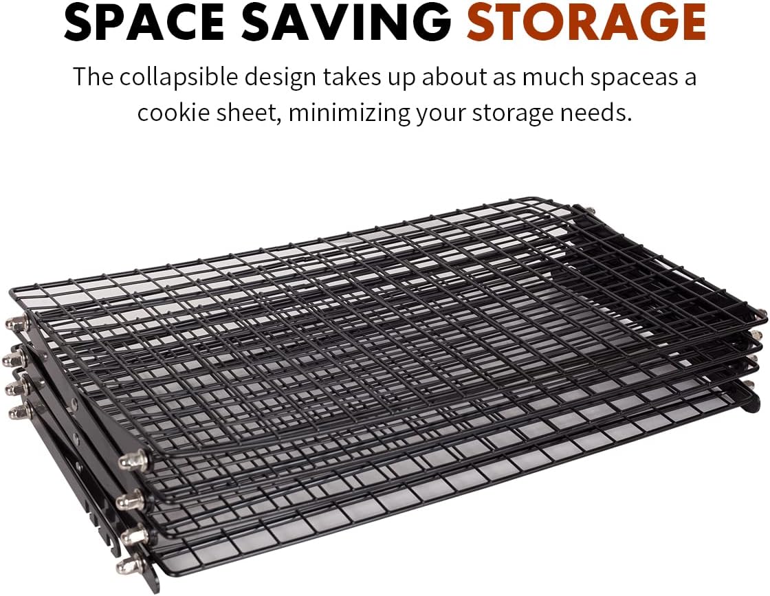 ShellKingdom 4 Tier Collapsible Cooling Rack, Outdoor Camping Picnic Shelf, Wire Cooling Rack for Baking, Cookies, Cake, Roasting, Grilling, Drying Rack - Black