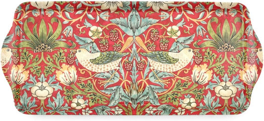 Pimpernel Morris & Co Strawberry Thief Sandwich Tray with Handles, Red - Decorative Melamine Serving Tray for Afternoon Tea, Coffee Table Display, Garden Party Entertaining, Cheese Board, Gifting