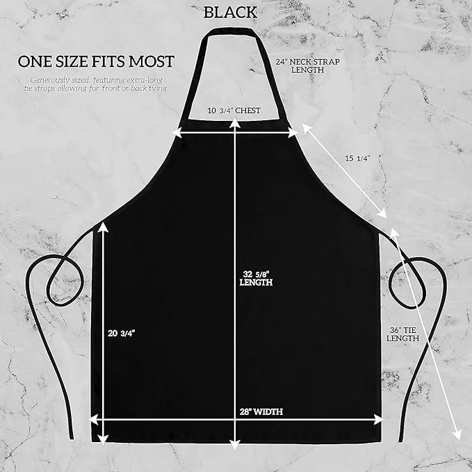 GREEN LIFESTYLE 2 Pack Chef Apron with Pockets – Grilling Aprons for Men, Waterproof Cooking Apron for BBQ, Work or Restaurant Use, Kitchen Aprons for Women with Pockets – Black