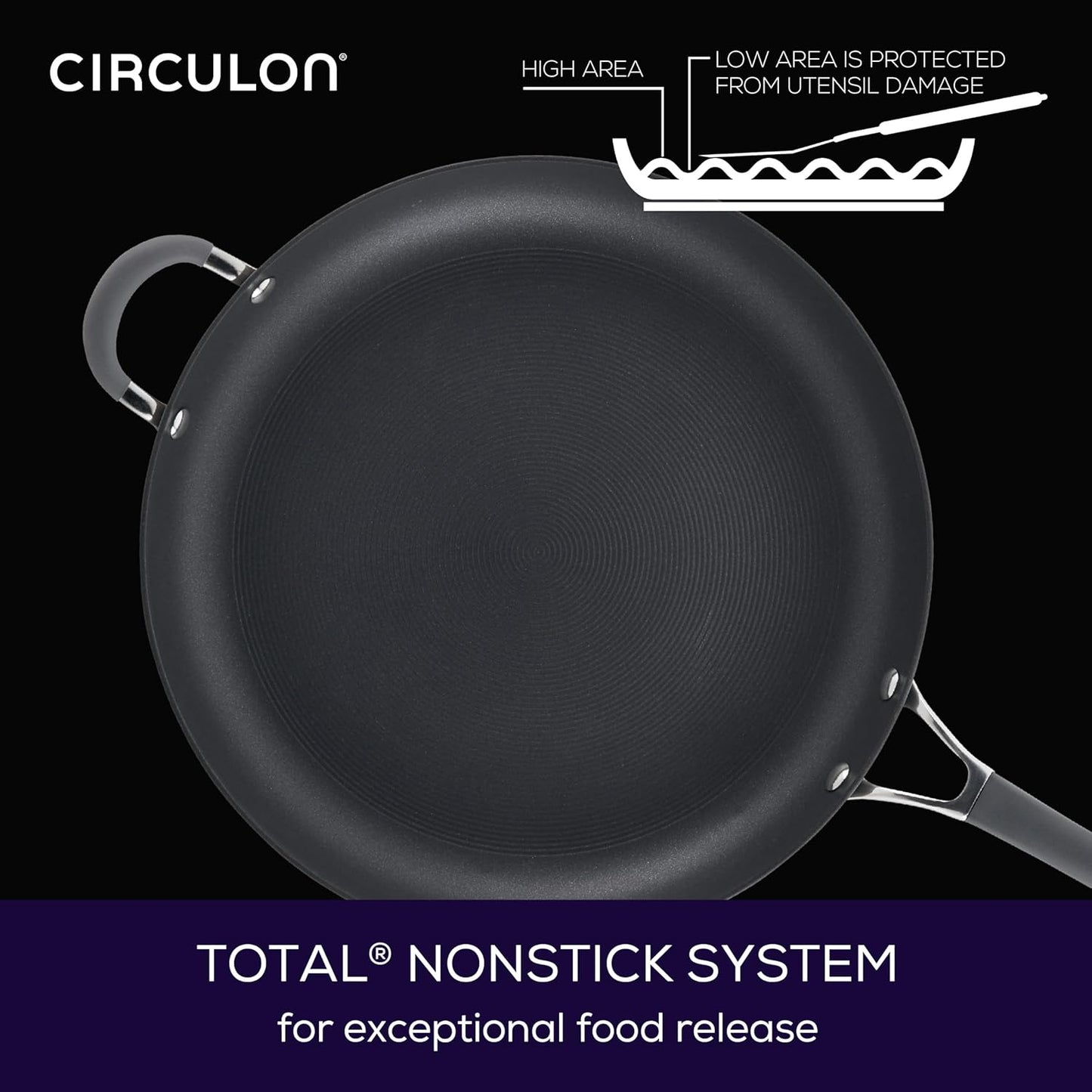 Circulon - 83906 Circulon Radiance Hard Anodized Nonstick Frying Pan / Fry Pan / Hard Anodized Skillet with Helper Handle - 14 Inch, Gray