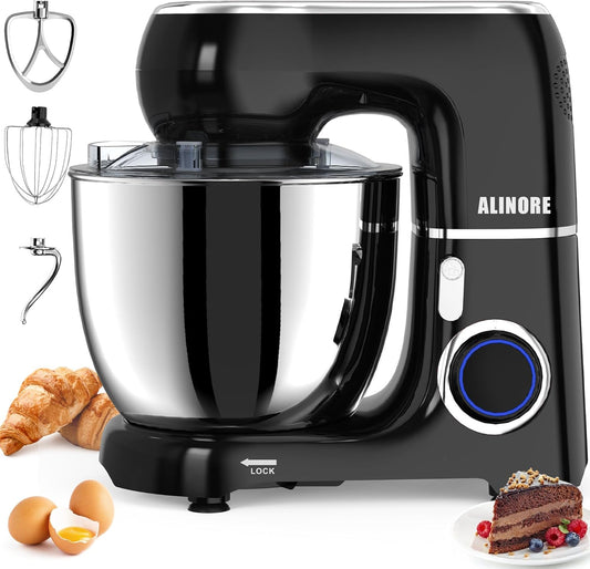 Stand Mixer, 6.5QT 660W 10-Speed Tilt-Head Electric Kitchen Stand Mixer, Food Mixer with Dishwasher-Safe Dough Hook, Egg Whisk, Flat Beater for Baking, Cake and Most Home Cooks (Black)
