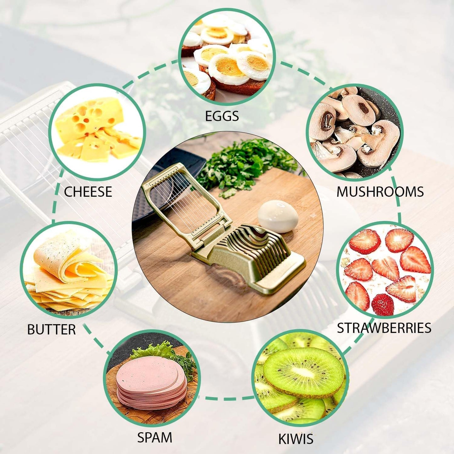 Zoe's Kitchen Good Grip Egg Slicer for Hard Boiled Eggs Heavy Duty Professional Large Aluminum Egg Slicer with Stainless Steel Wires Kitchen Aid Egg, Strawberry Slicer Hard Boiled Egg Cutter (Golden)