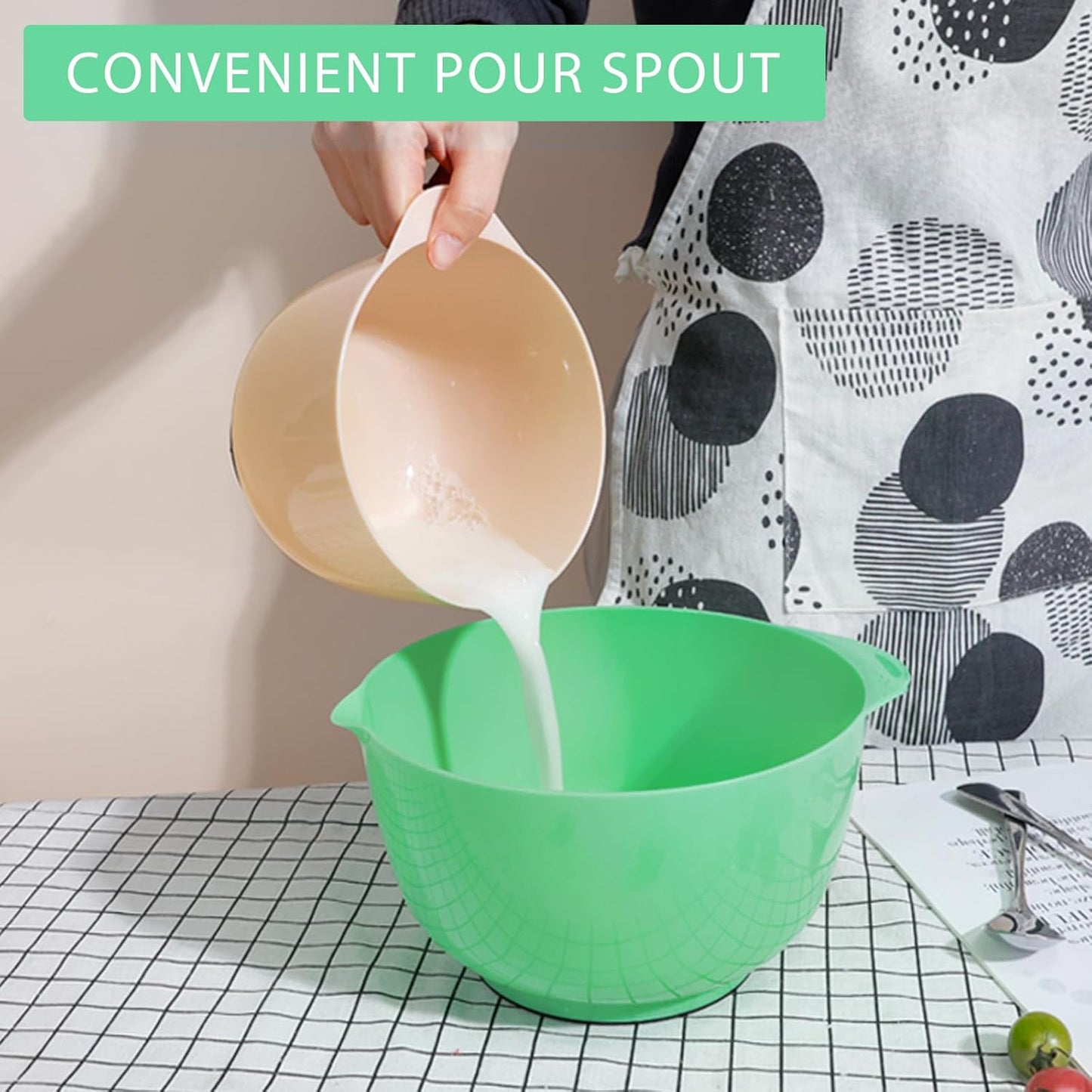 BoxedHome Classic Mixing Bowl Set, BPA Free Plastic, Microwave and Dishwasher Safe, 4.5 quarts (Pink/Cyan)