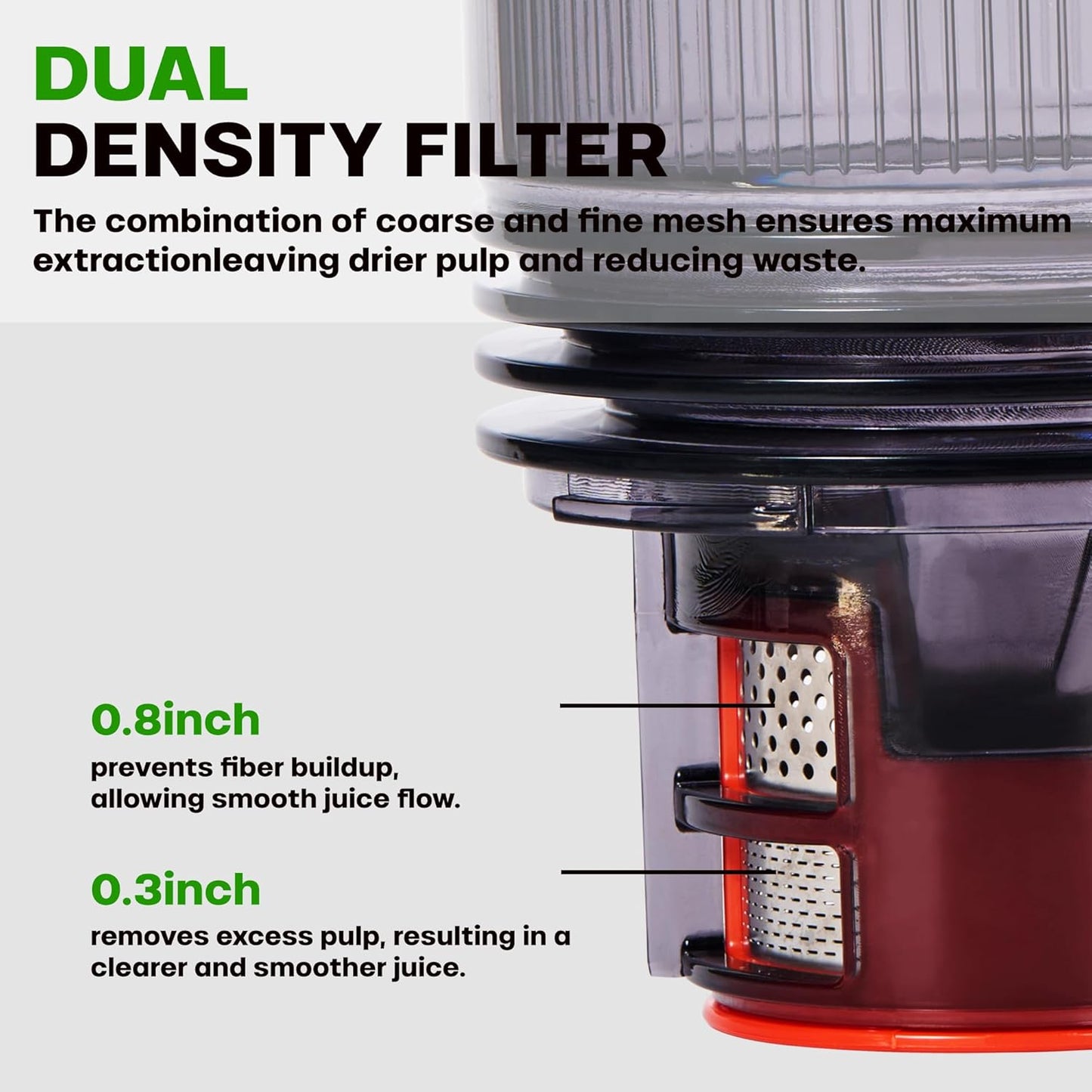 Cold Press Juicer, 5.4" Wide Feed Chute Juicer Machines for Vegetable and Fruit, Slow Masticating Juicer with AC Moter, Easy to Clean, AC-Grey