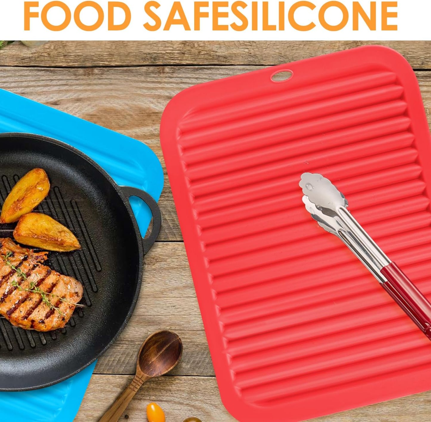 5 Pack Silicone Trivets for Hot Pots and Pans, 9 * 12Inch SiliconeTrivet for HotDishes, Colorful Heat Resistant Silicone Mat, Non-Slip Hot Pads Pot Holders for Kitchen Counter Hot Plate Mat