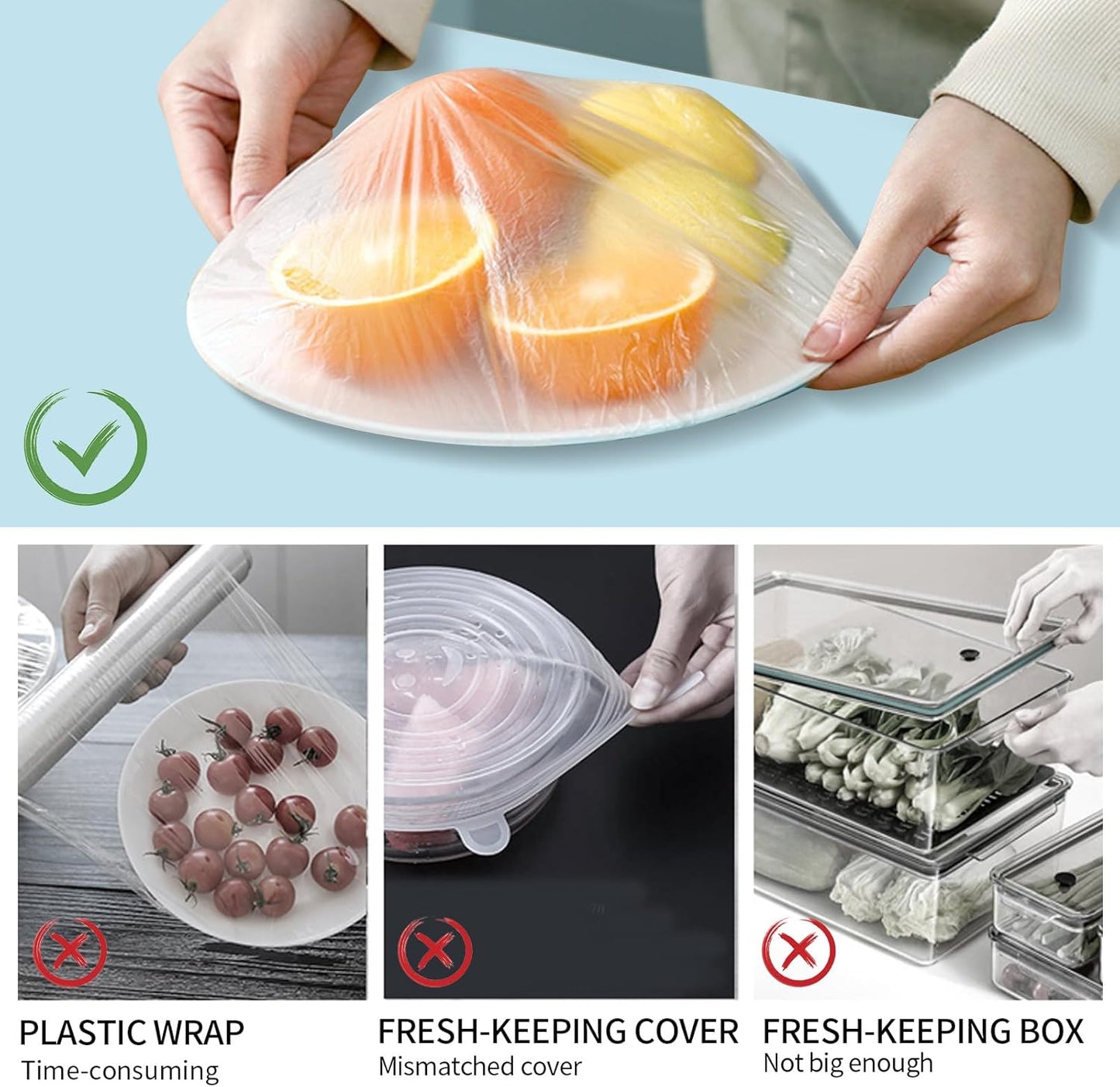 Homelove Plastic Bowl Covers Dish Cover Food Cover, 200pcs Reusable Elastic Stretch Fresh Keeping Covers, Kitchen Dining Cookware Canning Lids Food Bags, Universal Kitchen Plastic Wrap [Colorful]