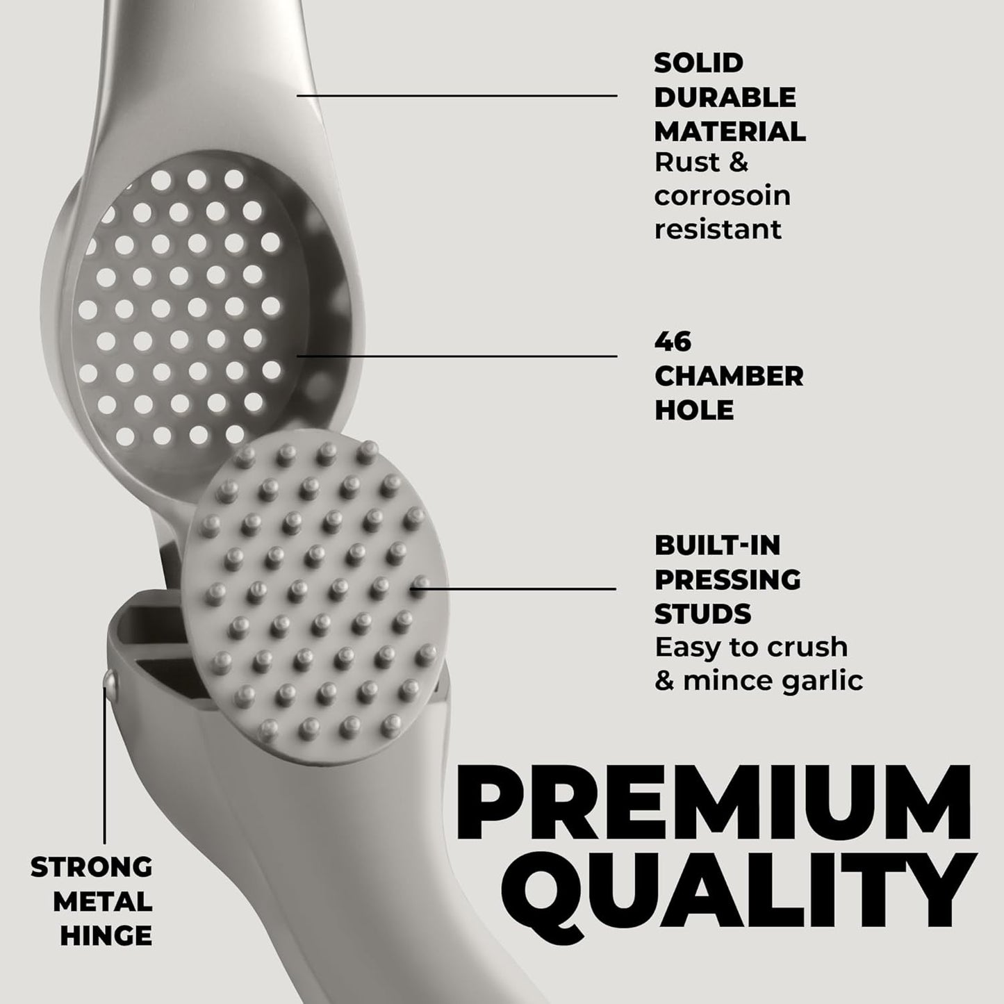 Zulay Kitchen Premium Garlic Press Set – Rust Proof & Dishwasher Safe Garlic Mincer Tool with Silicone Garlic Peeler & Brush, Easy Squeeze & Clean, Ergonomic Soft Grip Handle - Medium – Silver