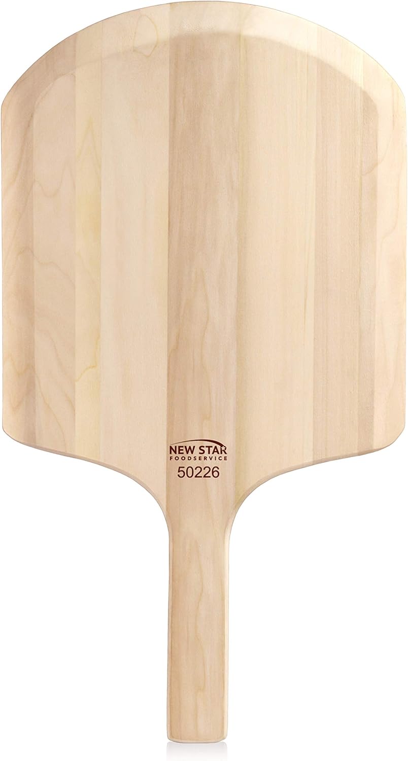 New Star Foodservice 50226 Restaurant-Grade Wooden Pizza Peel, 14" L x 12" W Plate, with 8" L Wooden Handle, 22" Overall Length