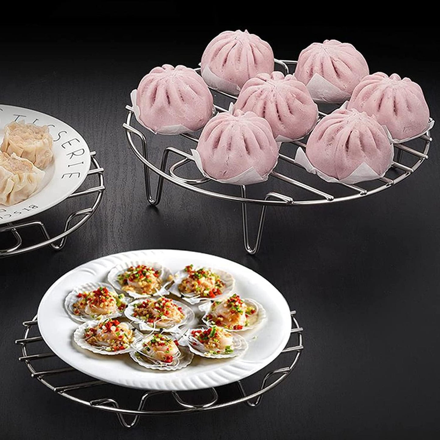 11.8" Round Cooking Rack Versatile Stainless Steel Grid Grill Steamer Rack, Fits Air Fryer Pot Pressure Cooker Canning