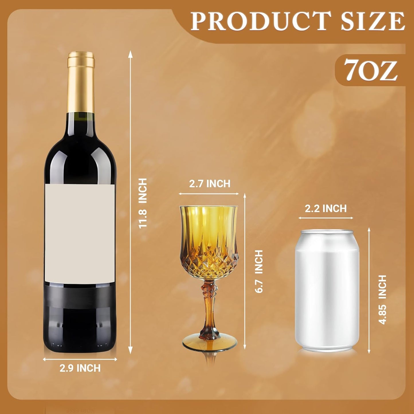 Plastic Wine Glasses，Plastic Goblets Vintage Style Cordial Drinking Glasses for Wedding Reception, Grand Event Party Supplies (48, Amber)