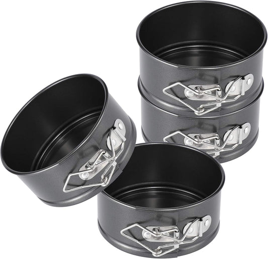 Hiware 4-Inch Mini Springform Pan Set - 4 Piece Small Nonstick Cheesecake Pan for Mini Cheesecakes, Pizzas and Quiches