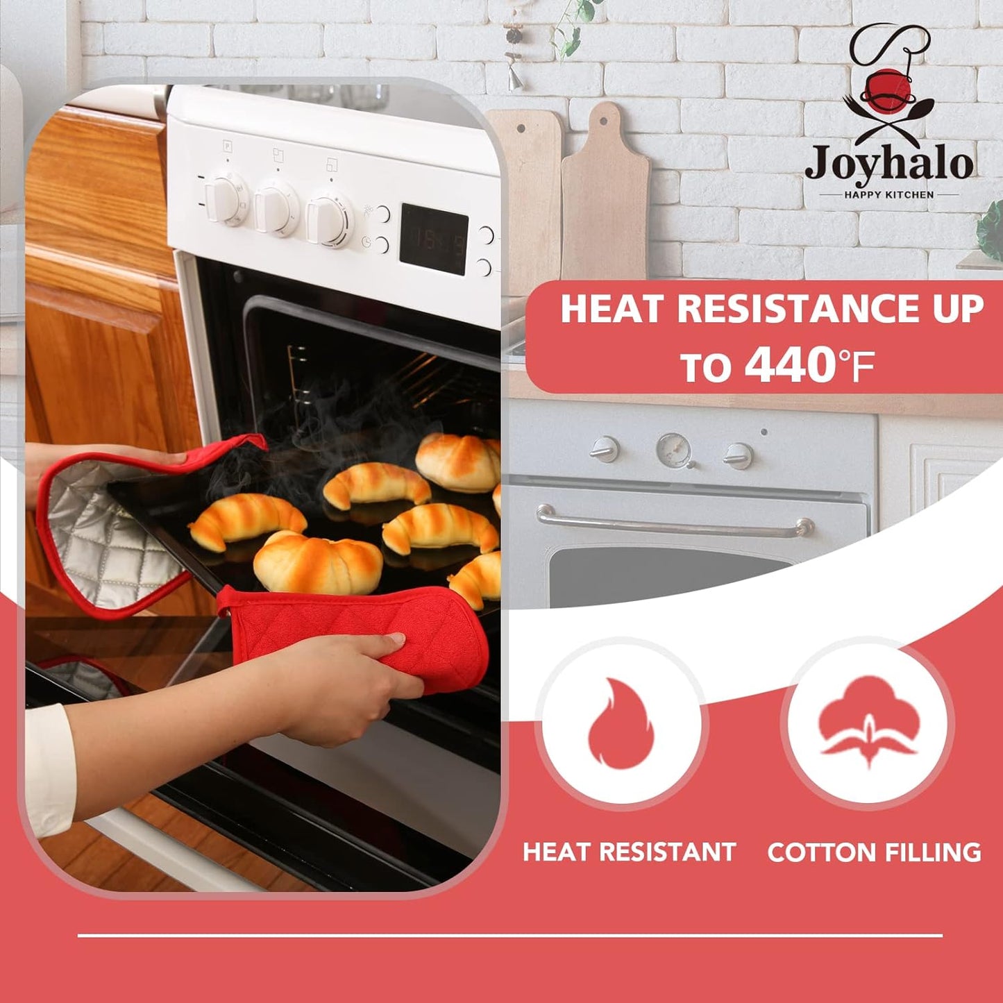 Joyhalo 6 Pack Pot Holders for Kitchen,Cotton Oven Holder with Great Heat Resistance,Non Slip Hot Pads for Kitchen Clearance,Red