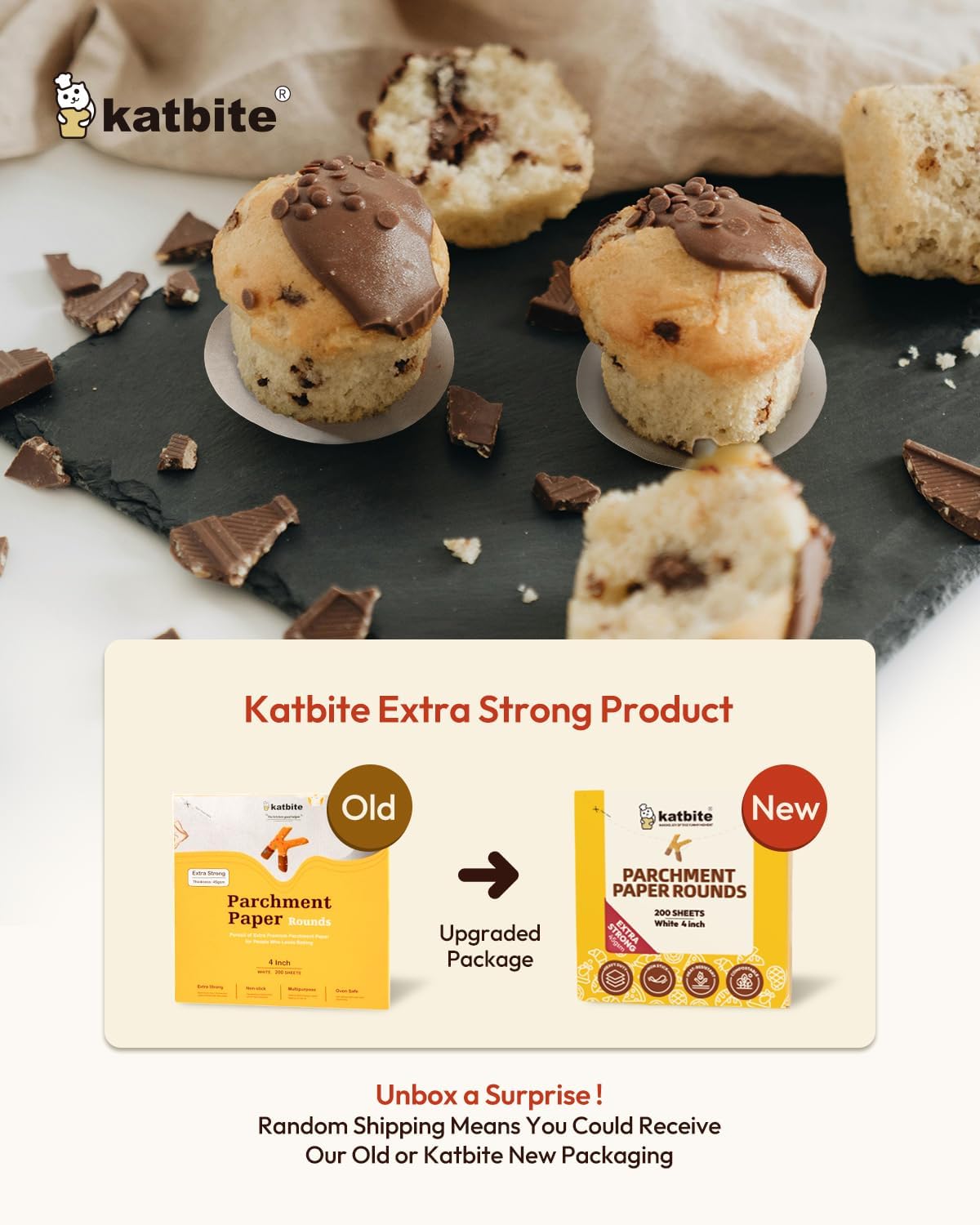 Katbite 4 Inch 400Pcs Parchment Paper Rounds, Round Parchment Paper for Cake Baking, Air Fryer Liners, Freezing, Tortilla Press(2 Pack of 200Pcs)