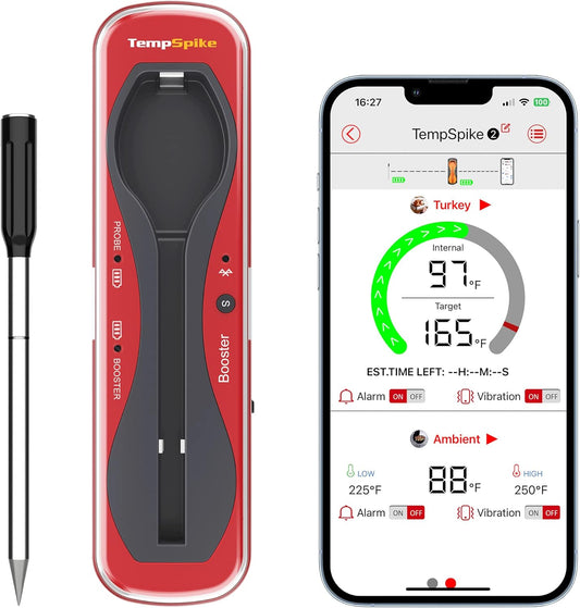 ThermoPro TempSpike Wireless Meat Thermometer for Grilling and Smoking, 500ft Bluetooth Meat Thermometer with Wireless Probe, Ideal for Sous Vide Smoker Rotisserie BBQ Oven Smoker