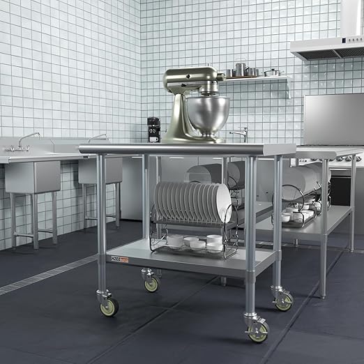 Stainless Steel Table for Prep & Work 24x36 with Casters, 3ft Commercial Heavy Duty Table with Wheels for Restaurant,Home, Hotel, Laundry Room,Garage,Workshops