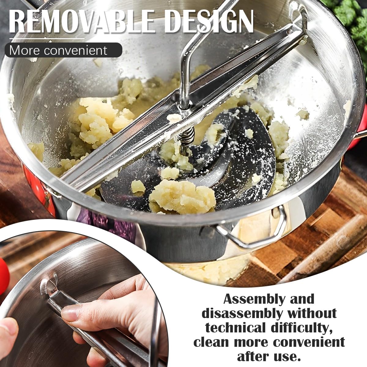 Stainless Steel Potato Ricer with 3 Interchangeable Discs – Heavy Duty Food Mill for Perfect Mashed Potatoes, Tomato Sauce, Canning, Baby Food