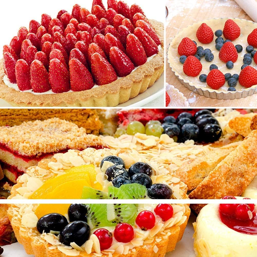 6 Pack 5 Inch Mini Tart Pans with Removable Bottom, Nonstick Round Quiche Pan Heavy Duty Fluted Sides for Tartlets, Mousse Cakes, Dessert Baking