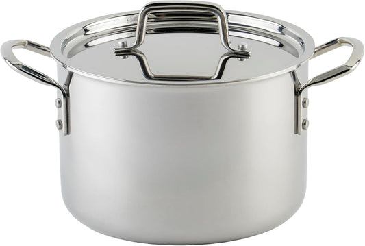 WINCO Tri-Ply Stock Pot, 6-quart-qt-6qt, Silver