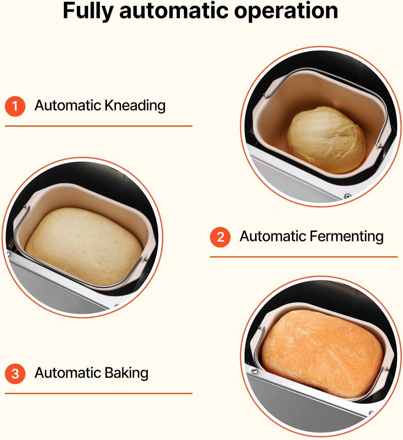 VEVOR Bread Maker, 19-in-1 2LB Dough Machine, Nonstick Ceramic Pan Automatic Breadmaker with Gluten Free Setting, Whole Wheat Bread Making, Digital, Programmable, 3 Loaf Sizes, 3 Crust Colors