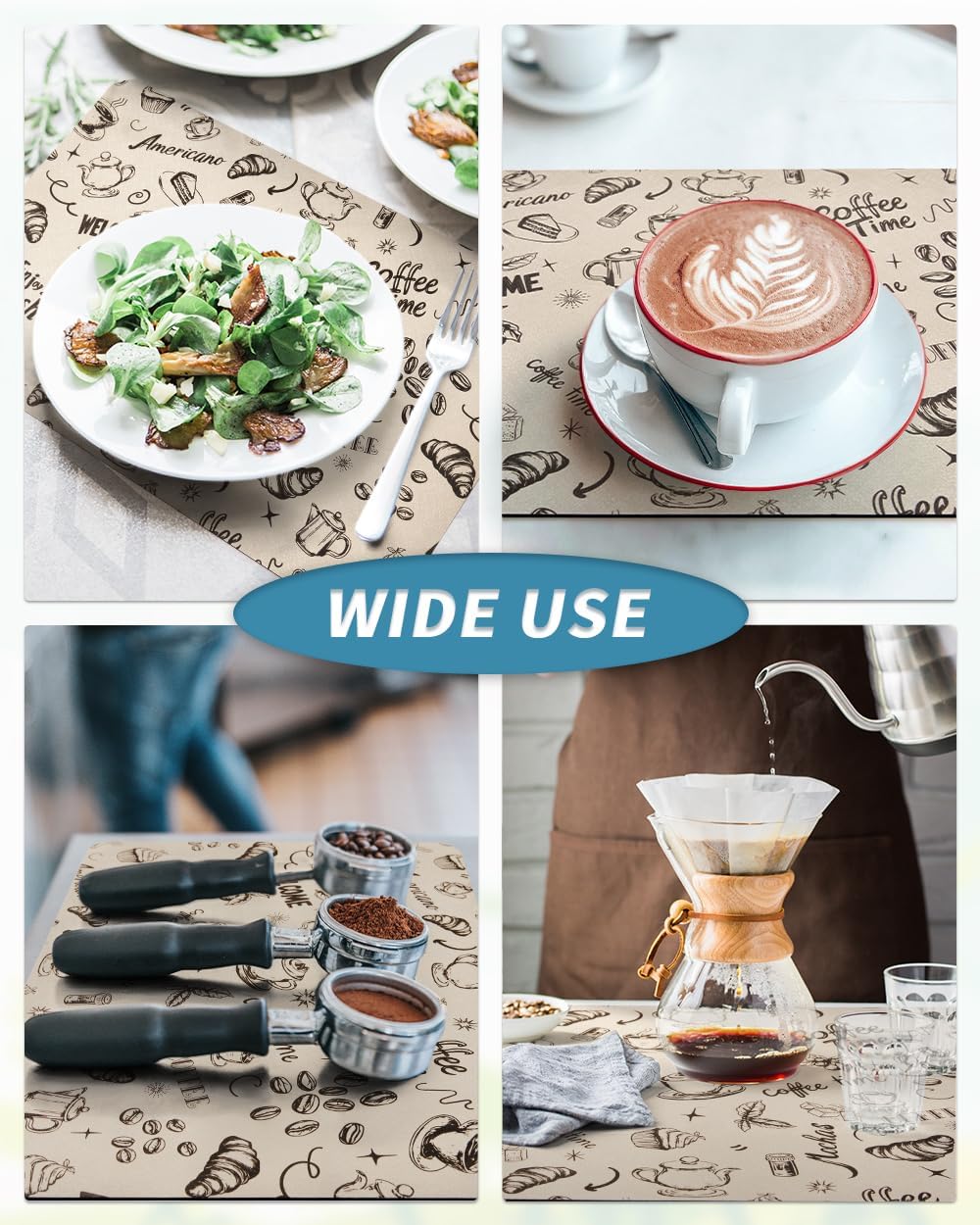 AMOAMI Coffee Mat Hide Stain Rubber Backed Absorbent Dish Drying Mat for Kitchen Counter - Fits Under Coffee Maker & Espresso Machine (16X24, MILK TEA)
