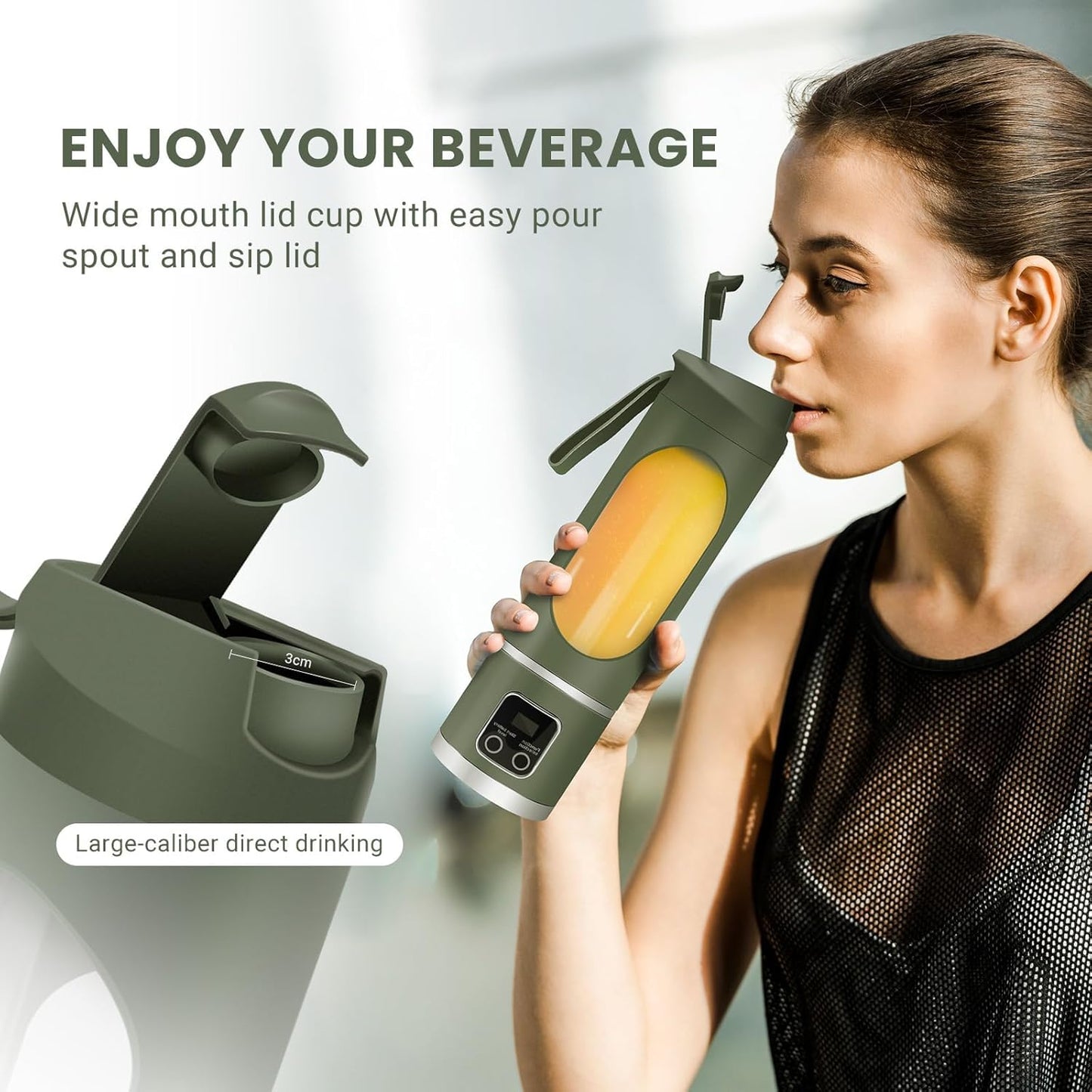 Portable Personal Electric USB Juicer，500ML Mini Blender Portable Blender For Shakes and Smoothies juice，12 Blades Great for Mixing，Compact、Convenient and Versatile (Green)