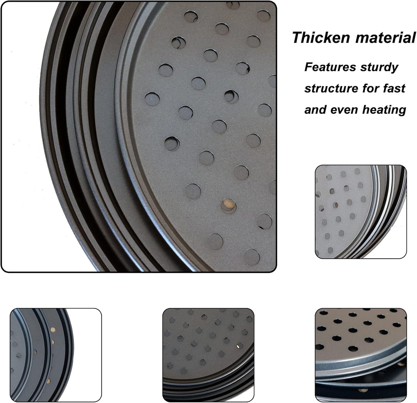 Baking Steel Pizza Pan with Holes, Round Pizza Pan for Oven, 9 Inch, 11 Inch, 12 Inch Bakeware Pizza Tray, Nonstick Baking Supplies Home Kitchen Steel Crisper Pizza Pan Set (3 Pcs)