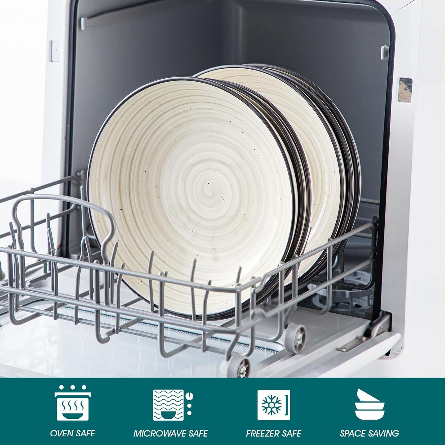 vancasso Bonbon Pasta Bowls Set of 6, 38 Oz Ceramic Salad Bowls, Wide and Shallow Bowls Set, Large Serving Bowls for Kitchen, Beige